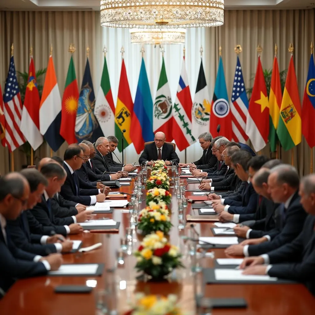 Representantes de países BRICS firmando acuerdos